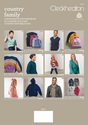 Pattern - Cleckheaton Country Family. knits for everyone in 8 Ply/DK