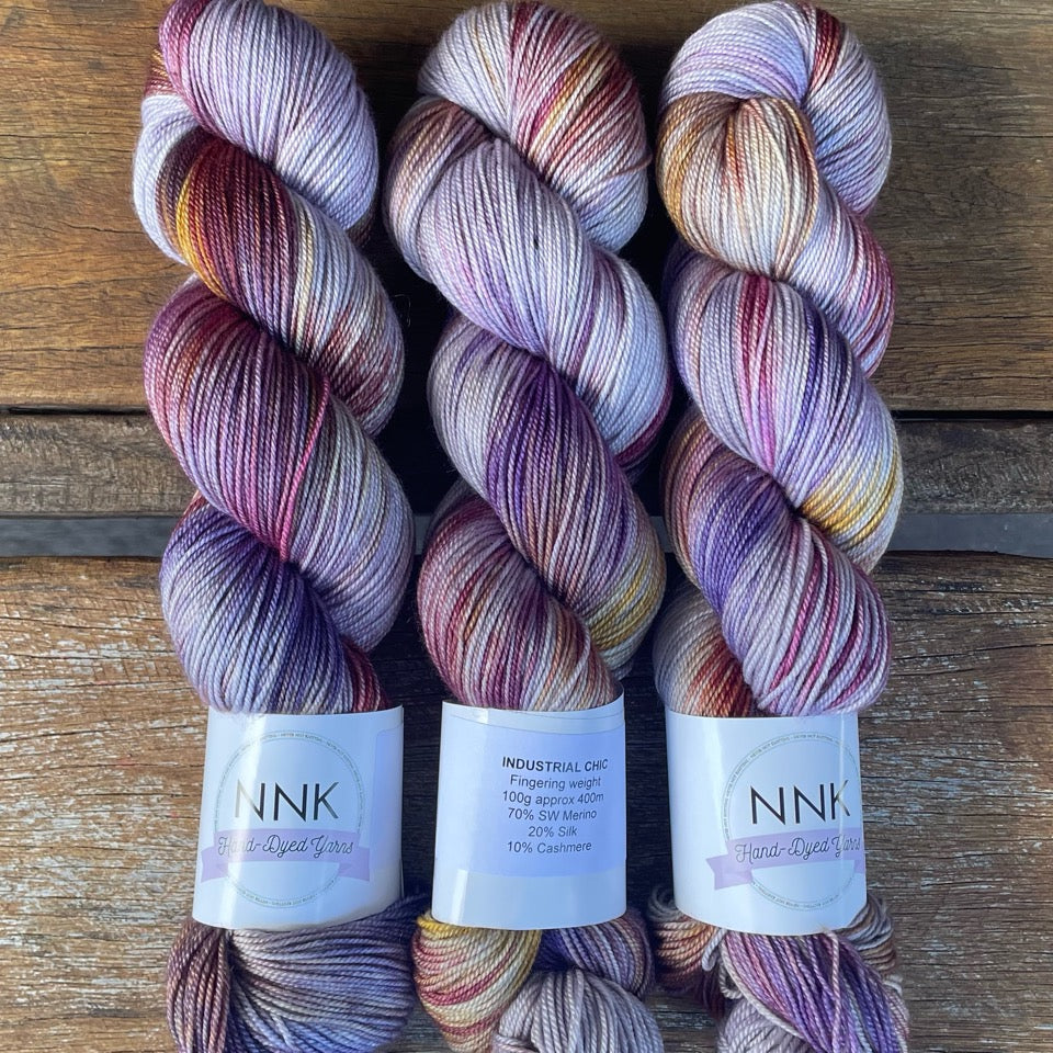NNK Hand-Dyed Yarn - Merino Silk Cashmere Yarn - 4 ply Fingering
