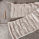 June Maker’s Club knitting project Brae Winds Blanket displayed at a Brisbane yarn shop