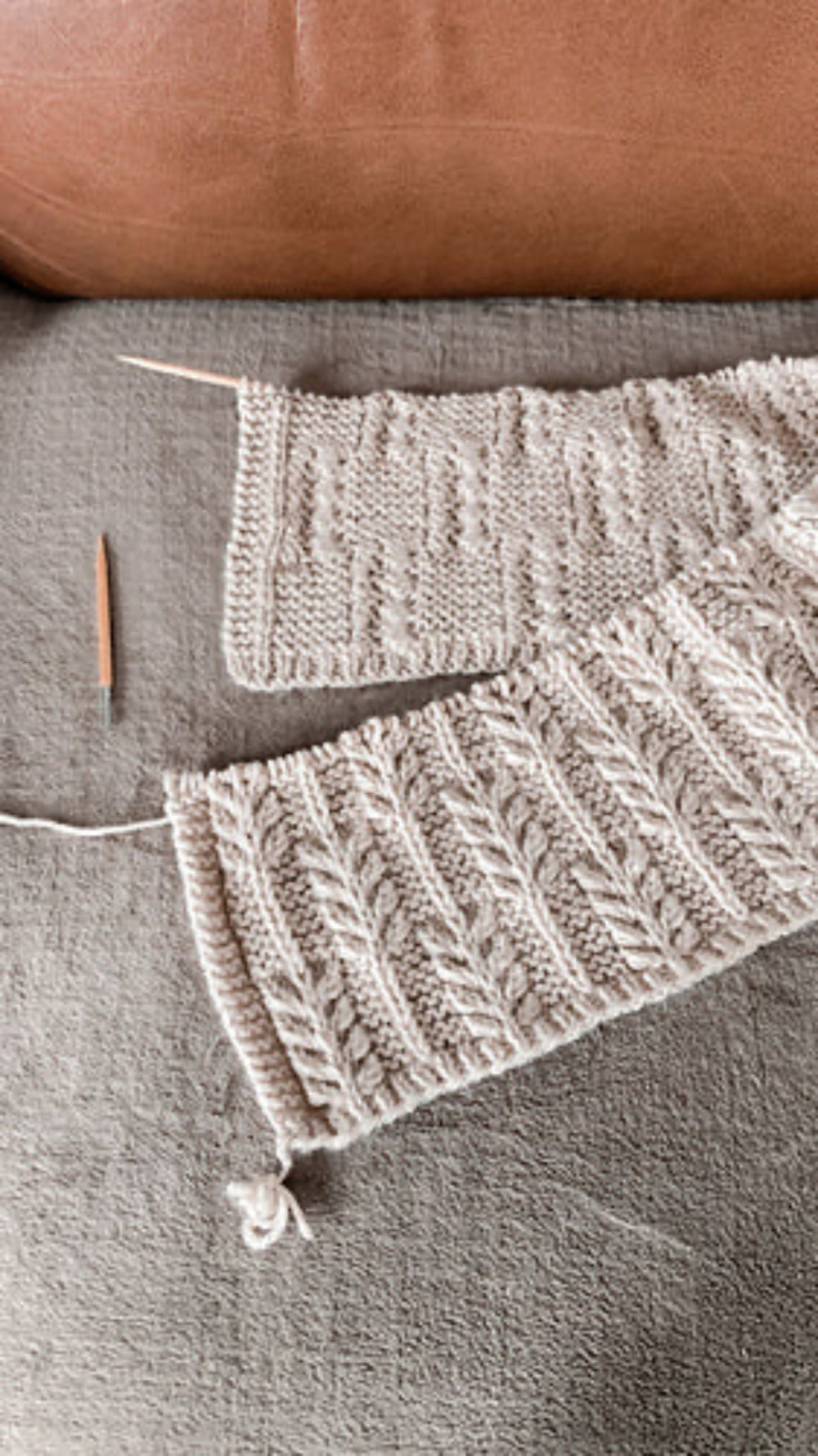 June Maker’s Club knitting project Brae Winds Blanket displayed at a Brisbane yarn shop