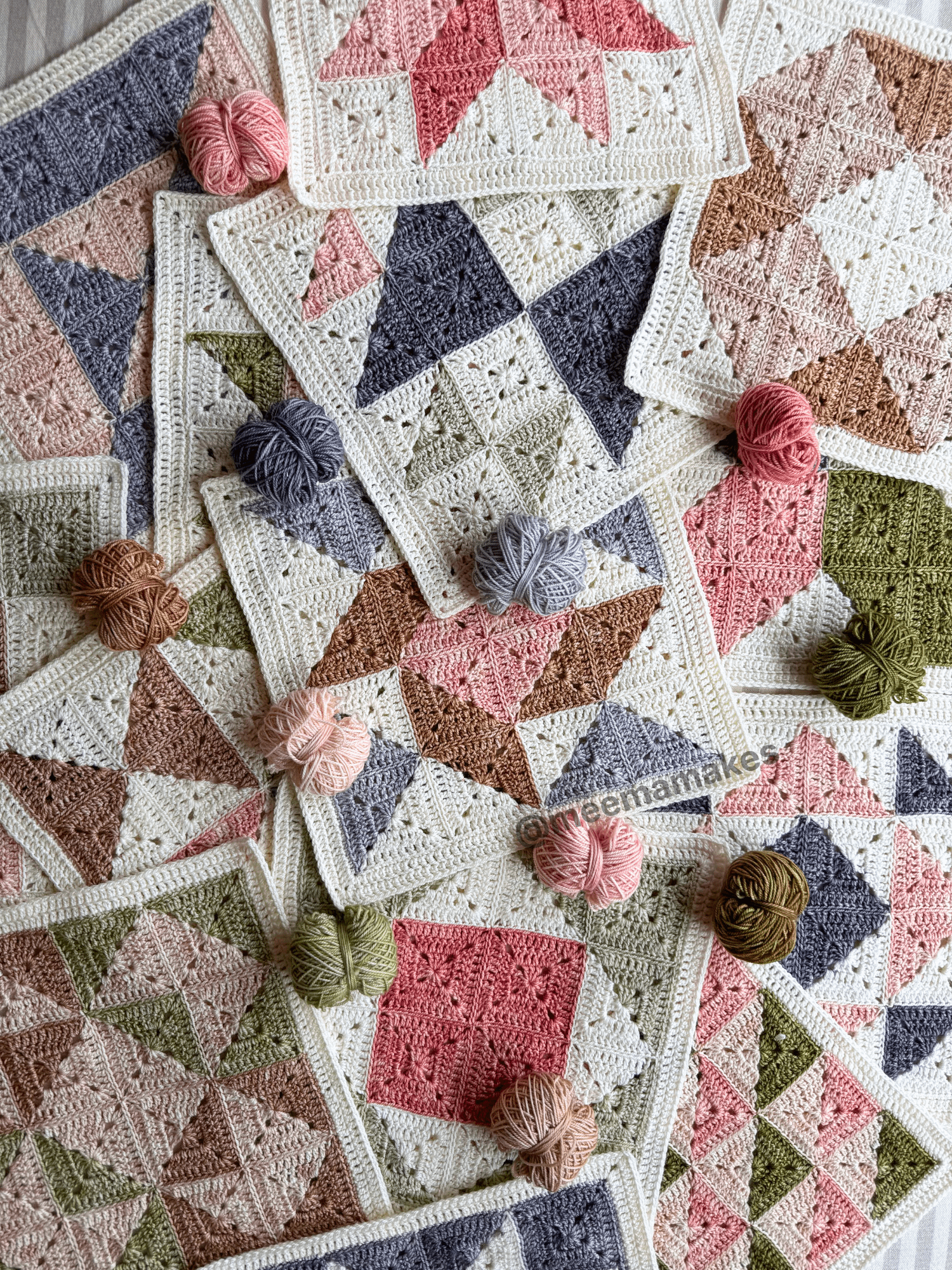 Colourful crochet Imagination Quilt by Meema Makes displayed for Maker’s Club workshop in Brisbane.