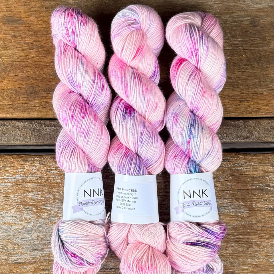 NNK Hand-Dyed Yarn - Merino Silk Cashmere Yarn - 4 ply Fingering