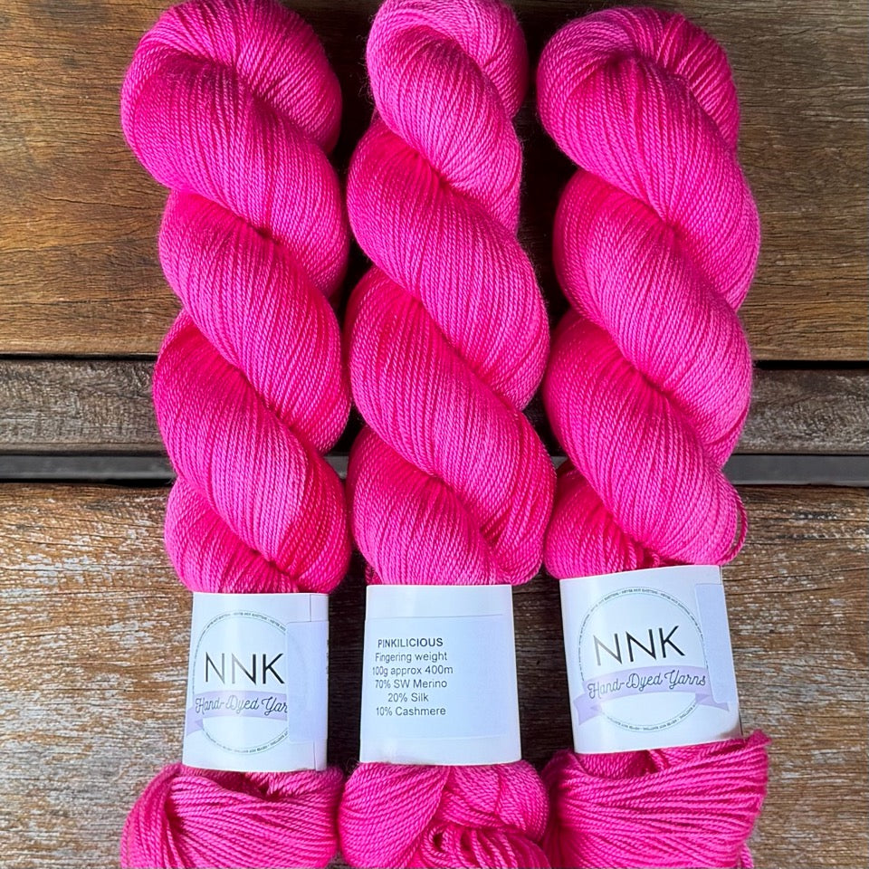 NNK Hand-Dyed Yarn - Merino Silk Cashmere Yarn - 4 ply Fingering