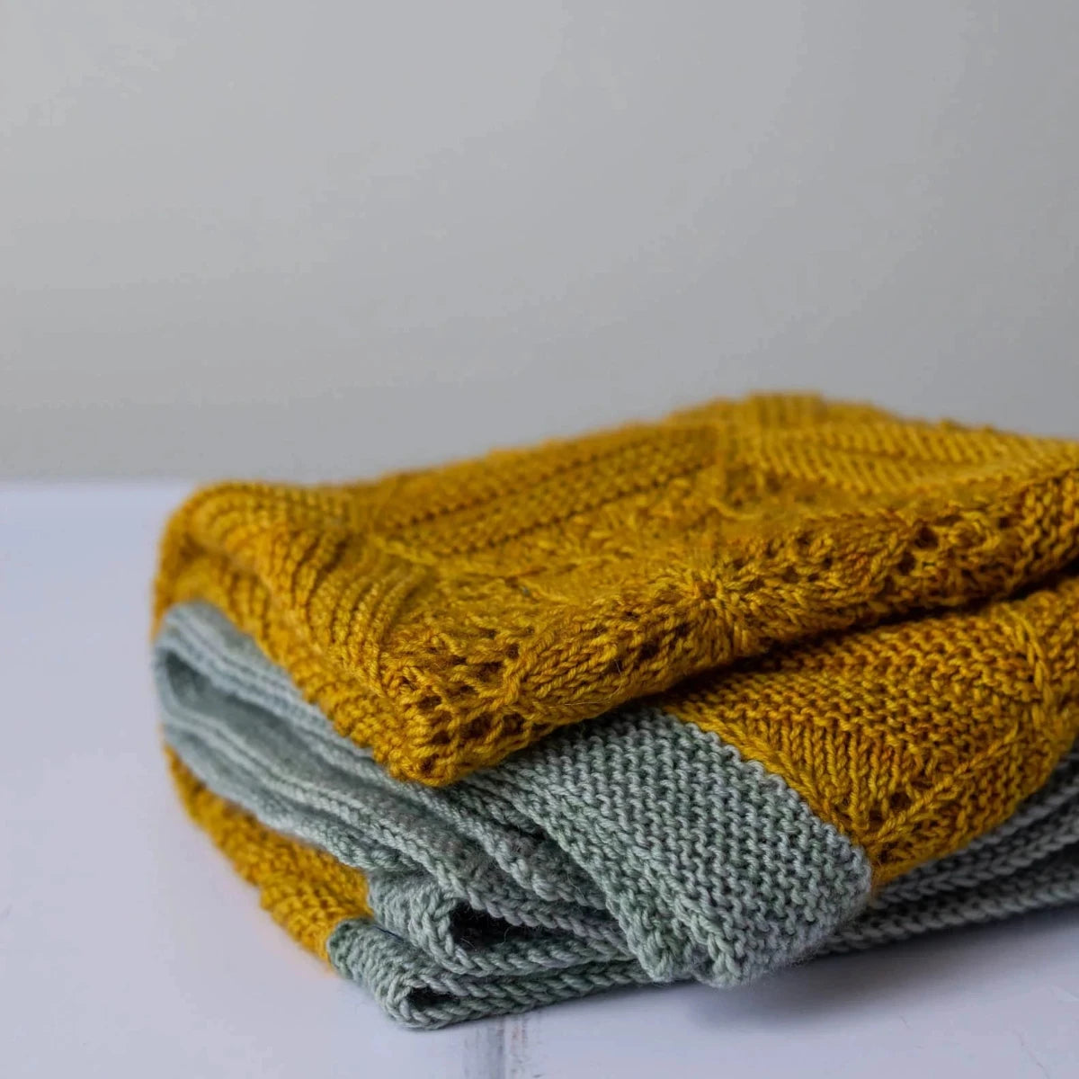 Hand-knitted Nectar blanket project for February Maker’s Club, designed by Ysolda.