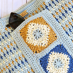 Close-up of Diamond Daze Drawstring Tote Bag crochet stitches forming diamond shapes