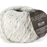 Plassard Bellini yarn – luxury french linen blend knitting yarn colour white speckled  tweed 