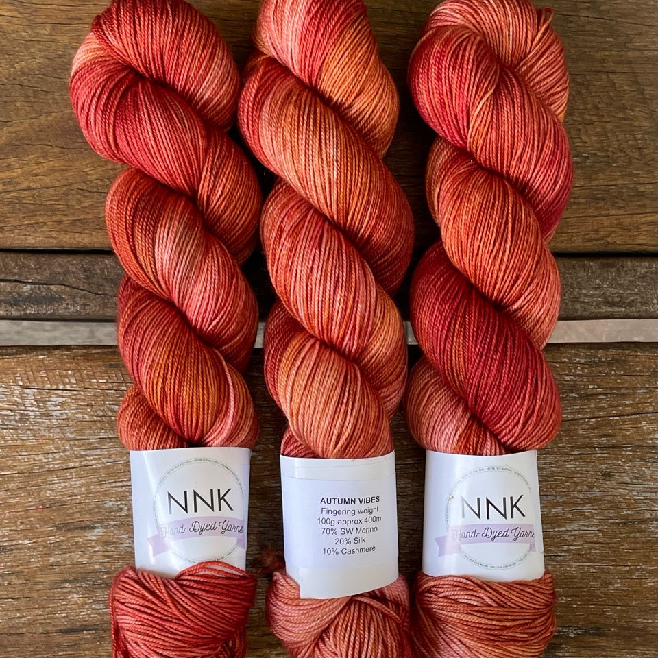 NNK Hand-Dyed Yarn - Merino Silk Cashmere Yarn - 4 ply Fingering