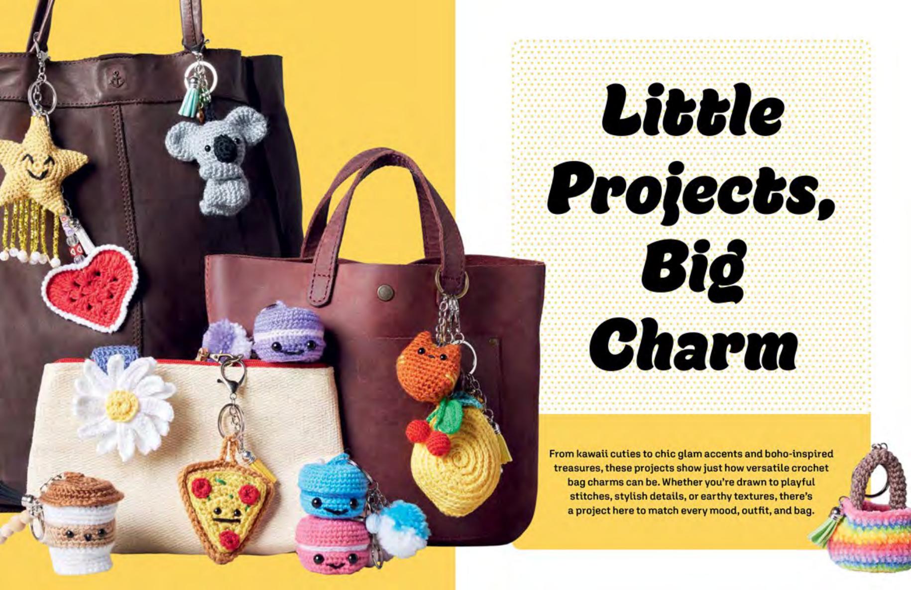 Crochet Pattern Book with 30 Beginner-Friendly Bag Charm Projects