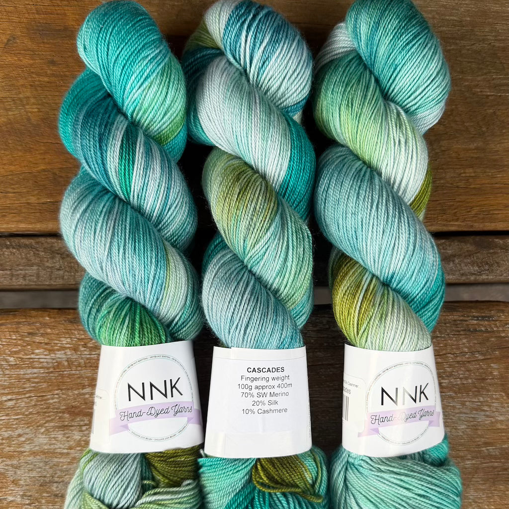 NNK Hand-Dyed Yarn - Merino Silk Cashmere Yarn - 4 ply Fingering