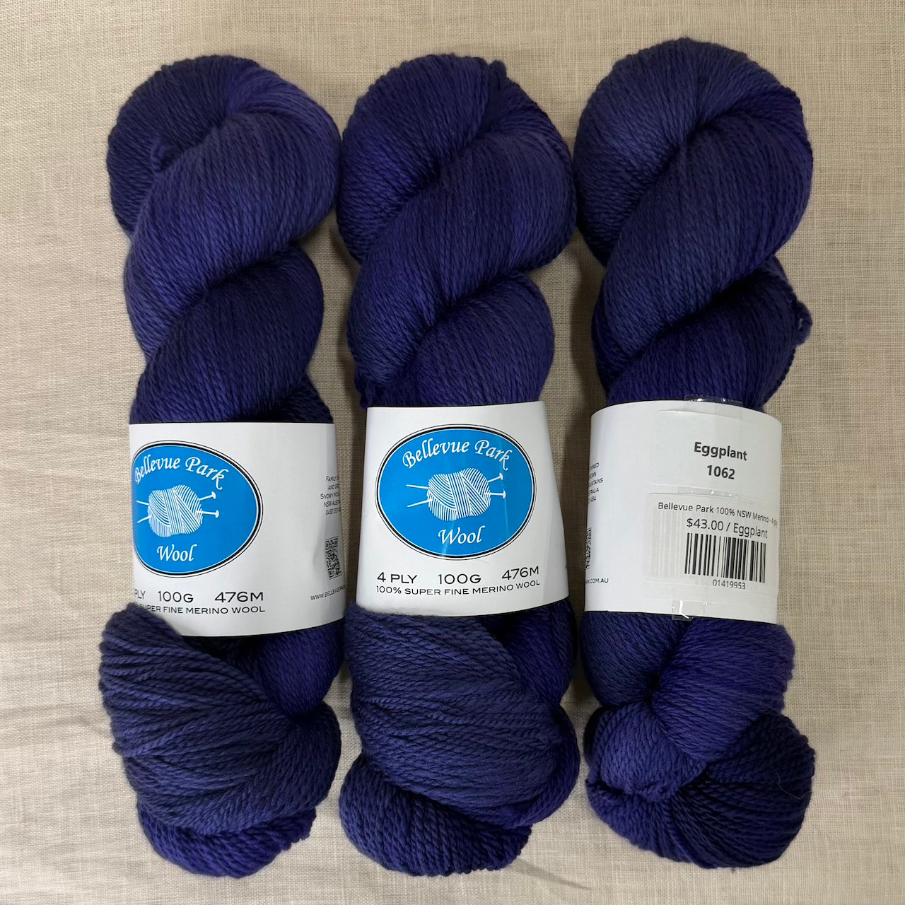 Eggplant 4 ply Bellevue Park 100% NSW Merino