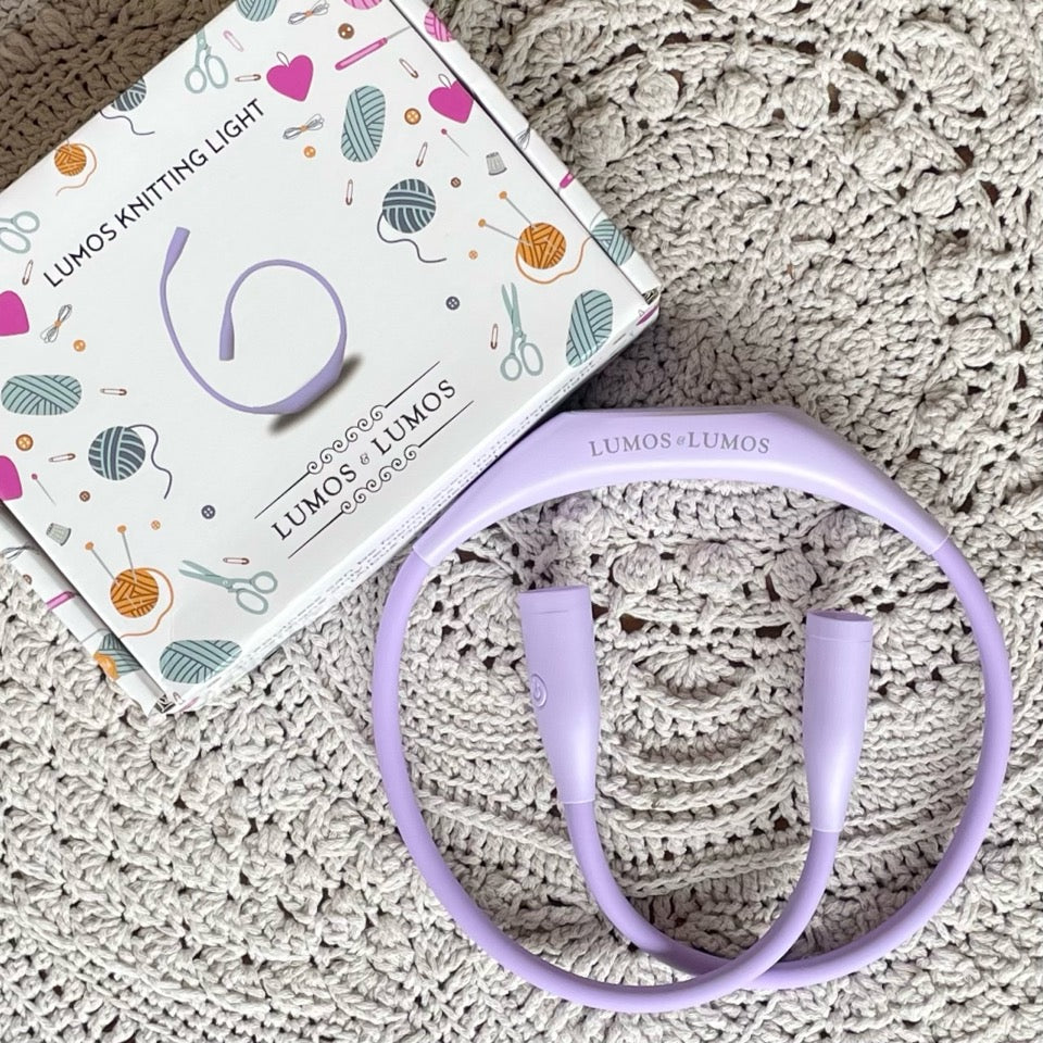 Lumos light in colour lavender.  The best light for knitting and crocheting.