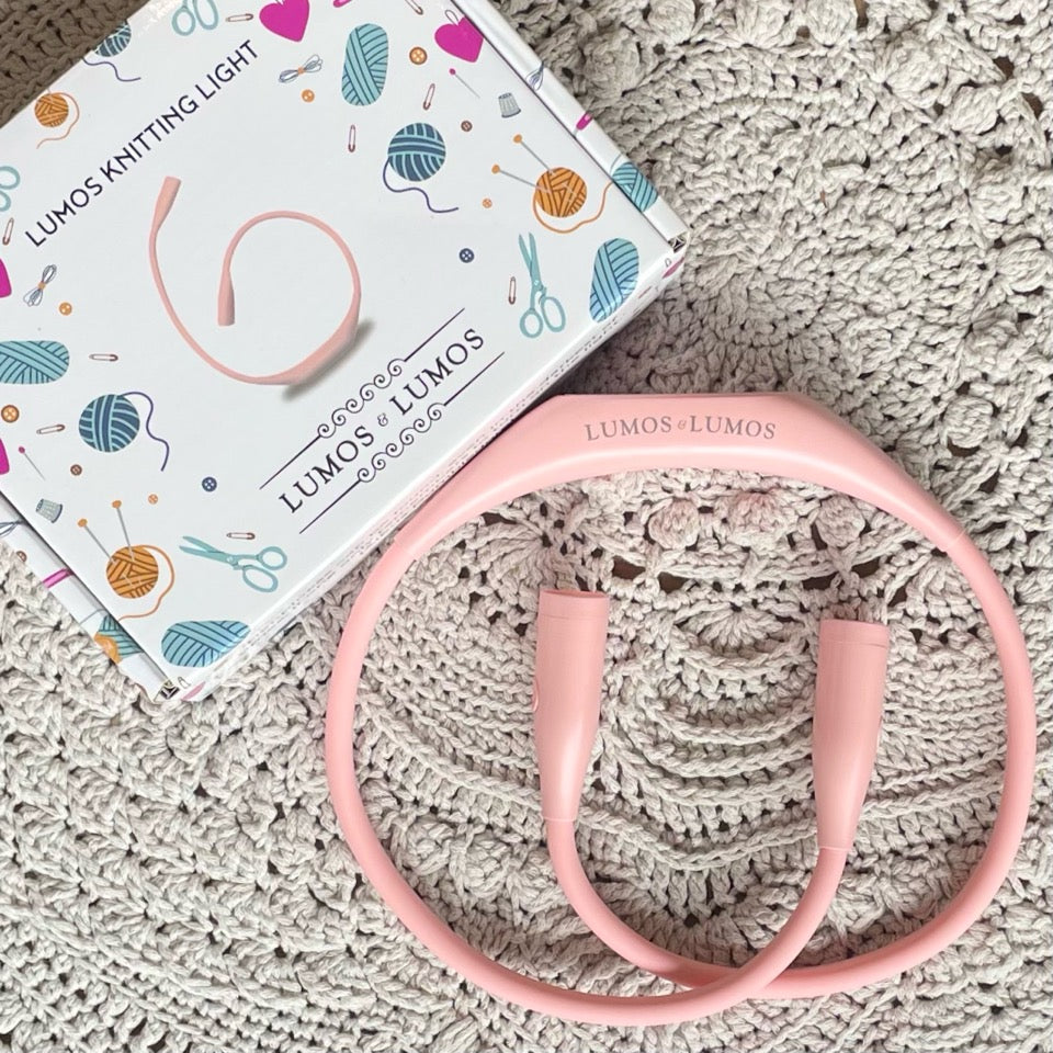 Lumos light in colour pink.  The best light for knitting and crocheting.