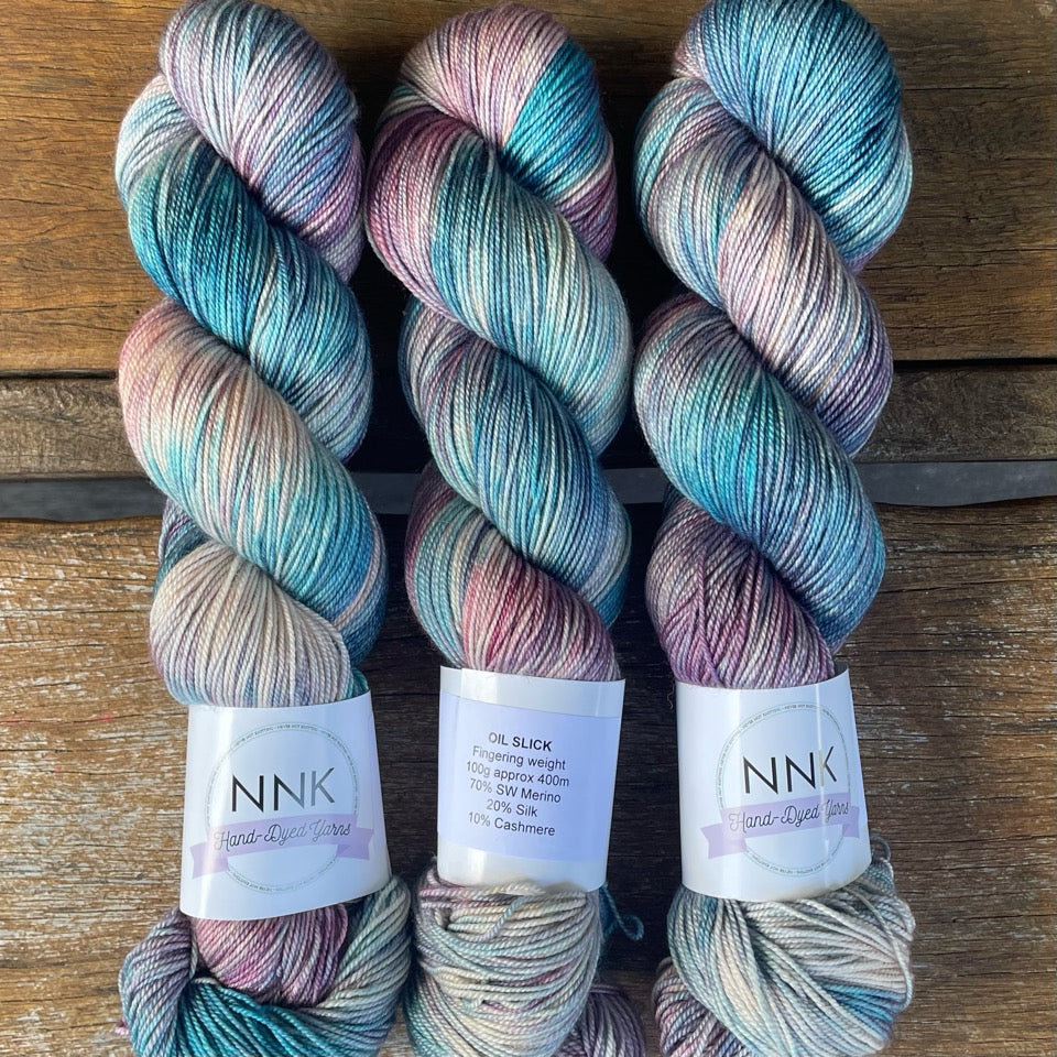NNK Hand-Dyed Yarn - Merino Silk Cashmere Yarn - 4 ply Fingering