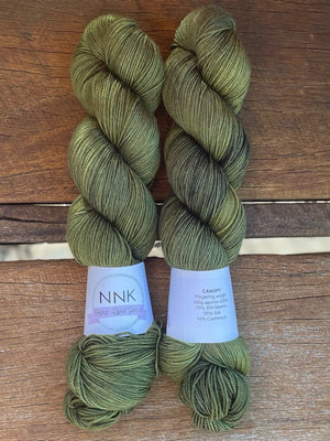 Canopy - NNK Fingering weight 4 ply Merino Silk Cashmere.  Perfect for garments, accessories, shawls, wraps, scarves. Knitting and crochet.  Learn to knit and learn to crochet with this luxury yarn.