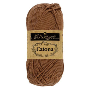 Scheepjes Catona mercerised cotton yarn in Root Beer 157. Available online or in store at Samford Valley yarn shop. Yarn suitable for crochet and knitting patterns. 4 ply fingering weight yarn in a range of colours. Learn to knit or crochet with us. Make garments, baby blankets, amigurumi, mosaic crochet with Scheepjes Catona.