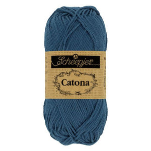 Scheepjes Catona mercerised cotton yarn in Light Navy 164. Available online or in store at Samford Valley yarn shop. Yarn suitable for crochet and knitting patterns. 4 ply fingering weight yarn in a range of colours. Learn to knit or crochet with us. Make garments, baby blankets, amigurumi, mosaic crochet with Scheepjes Catona.