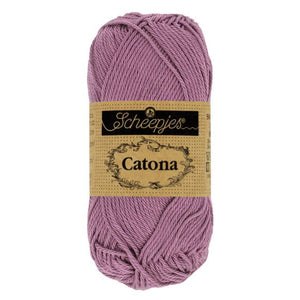Scheepjes Catona mercerised cotton yarn in Amethyst 240. Available online or in store at Samford Valley yarn shop. Yarn suitable for crochet and knitting patterns. 4 ply fingering weight yarn in a range of colours. Learn to knit or crochet with us. Make garments, baby blankets, amigurumi, mosaic crochet with Scheepjes Catona.