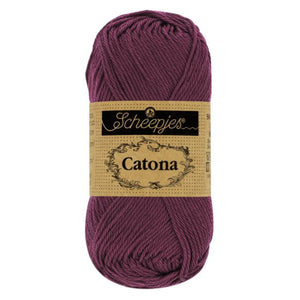 Scheepjes Catona mercerised cotton yarn in Shadow Purple 394. Available online or in store at Samford Valley yarn shop. Yarn suitable for crochet and knitting patterns. 4 ply fingering weight yarn in a range of colours. Learn to knit or crochet with us. Make garments, baby blankets, amigurumi, mosaic crochet with Scheepjes Catona.