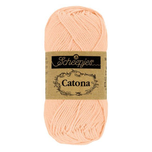 Scheepjes Catona mercerised cotton yarn in sweet mandarin 523. Available online or in store at Samford Valley yarn shop. Yarn suitable for crochet and knitting patterns. 4 ply fingering weight yarn in a range of colours. Learn to knit or crochet with us. Make garments, baby blankets, amigurumi, mosaic crochet with Scheepjes Catona.