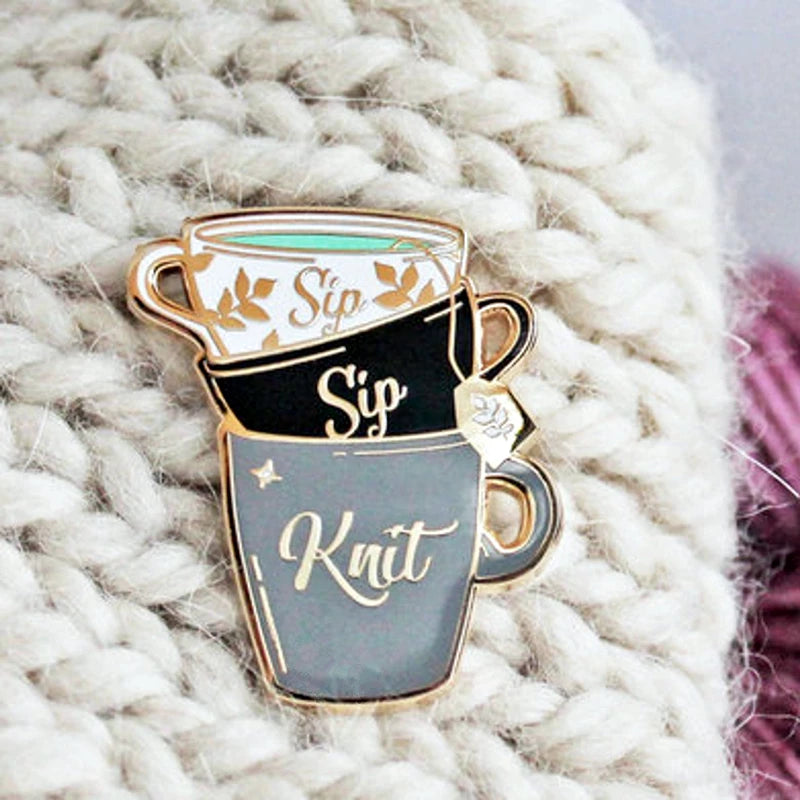 Fun Enamel Knitting Pins / Brooch