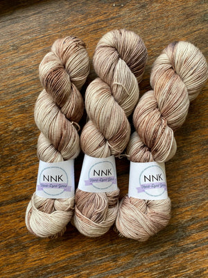 Driftwood - NNK Fingering weight 4 ply Merino Silk Cashmere.  Perfect for garments, accessories, shawls, wraps, scarves. Knitting and crochet.  Learn to knit and learn to crochet with this luxury yarn.