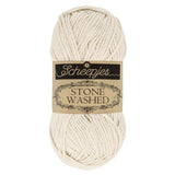 Scheepjes Stonewashed cotton acrylic blend yarn in 801 Moon Stone. Available online or in store at Samford Valley yarn shop. Yarn suitable for crochet and knitting patterns. Sport weight yarn in a range of colours. Learn to knit or crochet with us. Make garments, baby blankets, amigurumi, mosaic crochet with Scheepjes Stone Washed. Perfect yarn for Mobius Girl Marguerite blanket and Attic 24 ripple blanket.