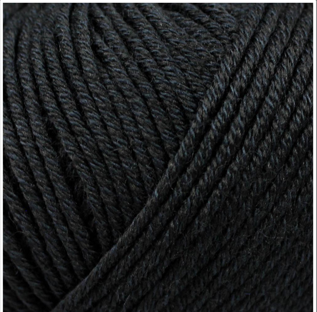 Enjoy Bellissimo Lucca Merino Wool and Cotton yarn. Available online or in store at Samford Valley, Brisbane yarn shop. Yarn suitable for crochet and knitting patterns. 8 ply DK yarn in a range of colours. Learn to knit, learn to crochet with this yarn. Knit or crochet garments, fashion accessories, blankets, scarves, baby and kids wear with Lucca 509 Black.