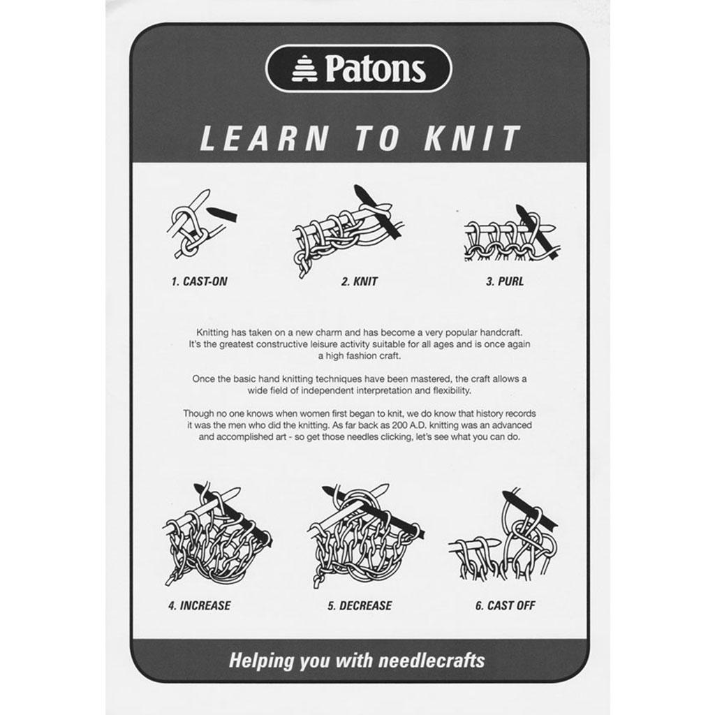Patons Learn to Knit Leaflet