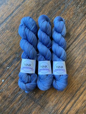 Blue Jeans - NNK Fingering weight 4 ply Merino Silk Cashmere.  Perfect for garments, accessories, shawls, wraps, scarves. Knitting and crochet.  Learn to knit and learn to crochet with this luxury yarn.