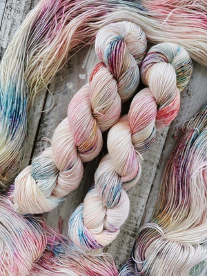 Ice Cream Sprinkles - NNK Fingering weight 4 ply Merino Silk Cashmere.  Perfect for garments, accessories, shawls, wraps, scarves. Knitting and crochet.  Learn to knit and learn to crochet with this luxury yarn.