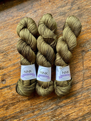 Black Gold - NNK Fingering weight 4 ply Merino Silk Cashmere.  Perfect for garments, accessories, shawls, wraps, scarves. Knitting and crochet.  Learn to knit and learn to crochet with this luxury yarn.