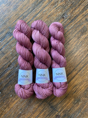 Currant - NNK Fingering weight 4 ply Merino Silk Cashmere.  Perfect for garments, accessories, shawls, wraps, scarves. Knitting and crochet.  Learn to knit and learn to crochet with this luxury yarn.