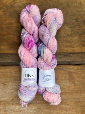 Pink Princess - NNK Fingering weight 4 ply Merino Silk Cashmere.  Perfect for garments, accessories, shawls, wraps, scarves. Knitting and crochet.  Learn to knit and learn to crochet with this luxury yarn.
