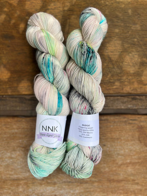 Budgie - NNK Fingering weight 4 ply Merino Silk Cashmere.  Perfect for garments, accessories, shawls, wraps, scarves. Knitting and crochet.  Learn to knit and learn to crochet with this luxury yarn.