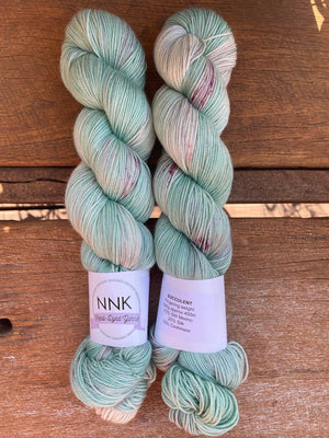 Succulent - NNK Fingering weight 4 ply Merino Silk Cashmere.  Perfect for garments, accessories, shawls, wraps, scarves. Knitting and crochet.  Learn to knit and learn to crochet with this luxury yarn.