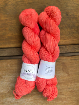 Cute in Coral - NNK Fingering weight 4 ply Merino Silk Cashmere.  Perfect for garments, accessories, shawls, wraps, scarves. Knitting and crochet.  Learn to knit and learn to crochet with this luxury yarn.