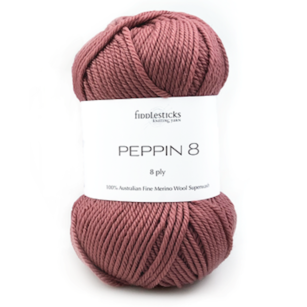 Enjoy Fiddlesticks Peppin 8 Australian Merino Wool  yarn. Available online with fast delivery or in store at Samford Valley, Brisbane yarn supplies shop. Yarn suitable for crochet and knitting patterns. 8 ply DK yarn in a range of colours. Learn to knit, learn to crochet with this yarn. Knit or crochet garments, fashion accessories, blankets, scarves, toys, baby and kids wear 