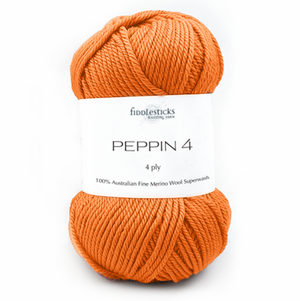 Enjoy Fiddlesticks Peppin 4 Australian Merino Wool yarn. Available online with fast delivery or in store at Samford Valley, Brisbane yarn supplies shop. Yarn suitable for crochet and knitting patterns. 4 ply fingering weight yarn in a range of colours. Learn to knit, learn to crochet with this yarn. Knit or crochet garments, fashion accessories, blankets, scarves, toys, baby and kids wear.